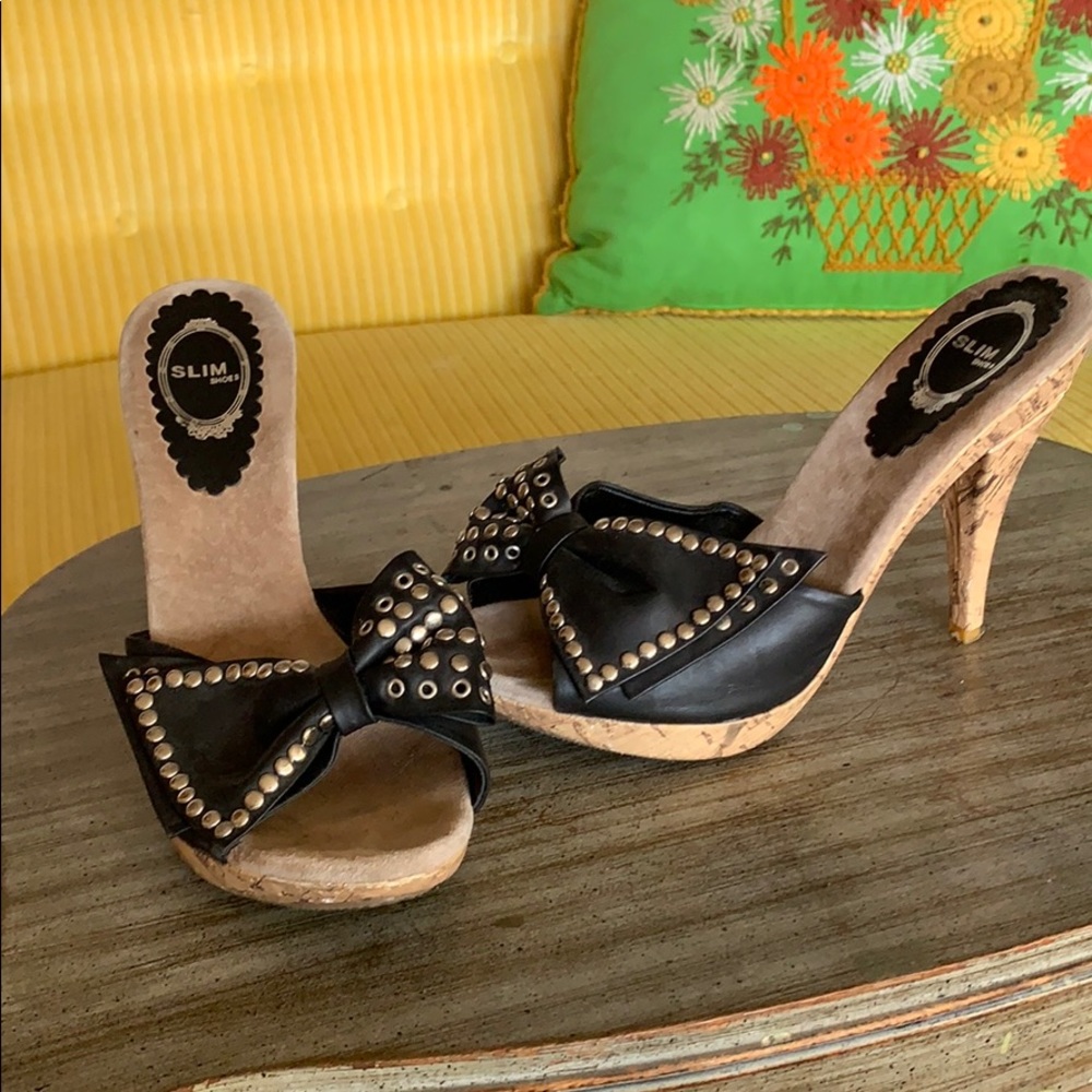 Studded faux leather spike heels Size 38